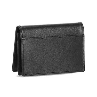 Pre-owned Montblanc Meisterstück Leather Bifold Card Holder Case Wallet Purse For Men In Black