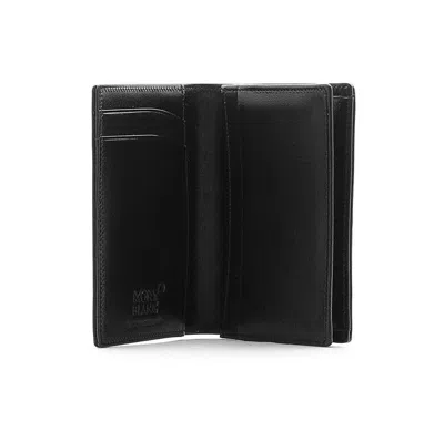 Pre-owned Montblanc Meisterstück Leather Bifold Card Holder Case Wallet Purse For Men In Black