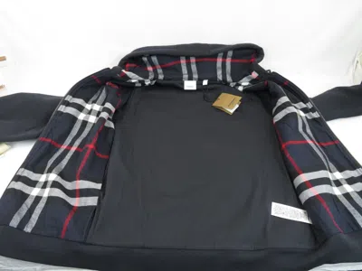 Pre-owned Burberry $920 Mens  Fordson Navy Cotton Bbox Logo Zip Check Hoodie Jacket Size L In Blue