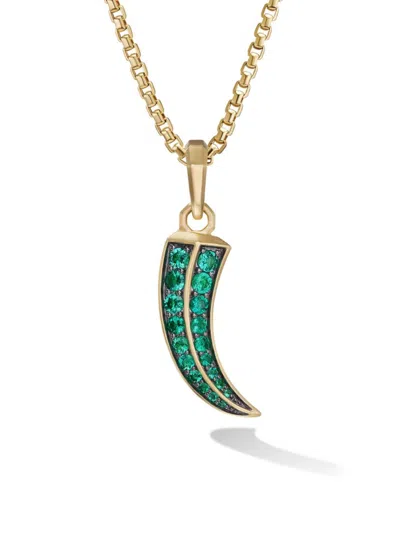 Shop David Yurman Men's Roman Claw Amulet In 18k Yellow Gold In Emerald