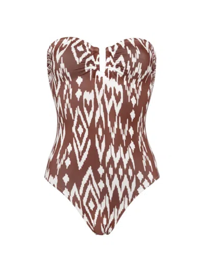 Shop Eres Women's Warm Bustier One-piece Swimsuit In Imprime Wind Coffee