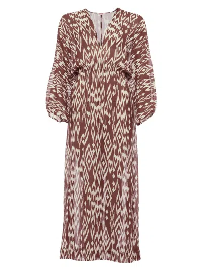 Shop Eres Women's Sky Ikat-inspired Silk Maxi Dress In Imprime Wind Coffee