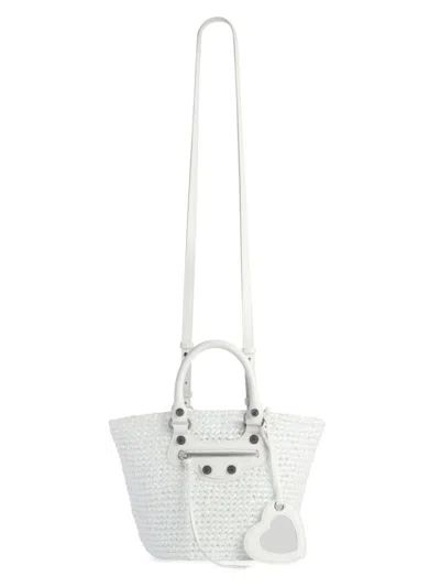 Shop Balenciaga Women's Le Cagole Small Panier Tote Bag In White