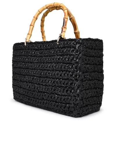 Shop Chica Black Raffia Luna Bag
