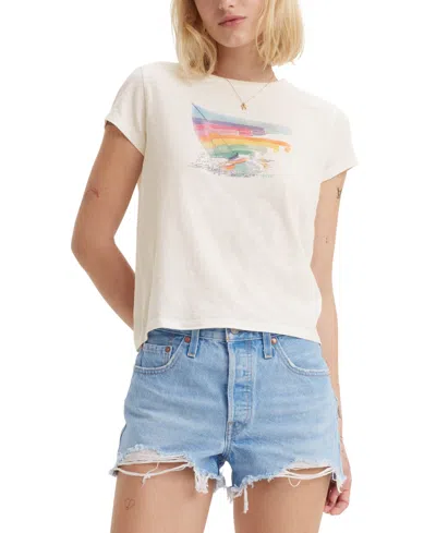 Shop Levi's Women's Graphic Authentic Cotton Short-sleeve T-shirt In Endless Sailing Cloud Dancer