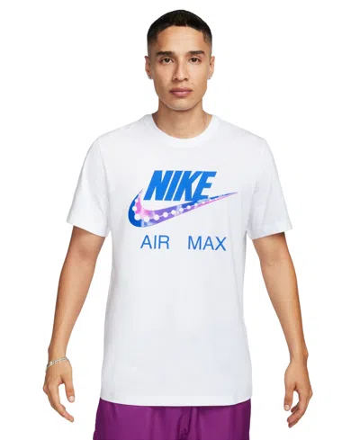 Shop Nike Men's Sportswear Athletic-fit Air Max Logo Graphic T-shirt In White