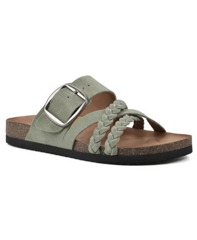 Shop White Mountain Women's Healing Footbed Sandals In Sage Green,suede