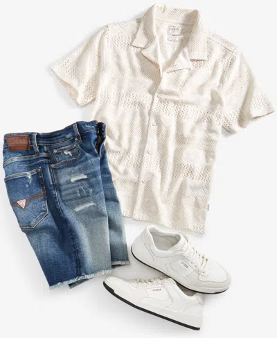 Guess Logan Distressed 9" Denim Shorts In Lido