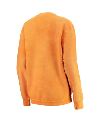 Pressbox Women's Tennessee Orange Tennessee Volunteers Comfy Cord Vintage-like Wash Basic Arch Pullover Sweat In Tennessee Orange