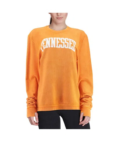 Pressbox Women's Tennessee Orange Tennessee Volunteers Comfy Cord Vintage-like Wash Basic Arch Pullover Sweat In Tennessee Orange