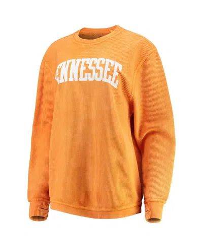 Pressbox Women's Tennessee Orange Tennessee Volunteers Comfy Cord Vintage-like Wash Basic Arch Pullover Sweat In Tennessee Orange