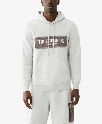 Shop True Religion Men's Frayed Arch Pullover Hoodie In Grey