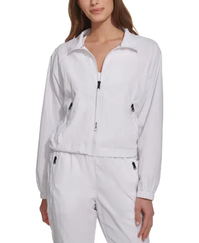 Shop Dkny Sport Women's Zip-front Long-sleeve Jacket In White