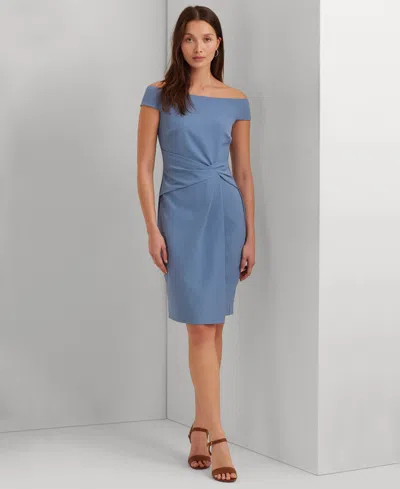 Shop Lauren Ralph Lauren Women's Off-the-shoulder Sheath Dress In Pale Azure