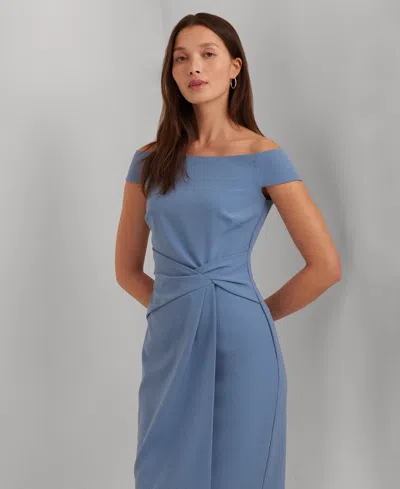 Shop Lauren Ralph Lauren Women's Off-the-shoulder Sheath Dress In Pale Azure