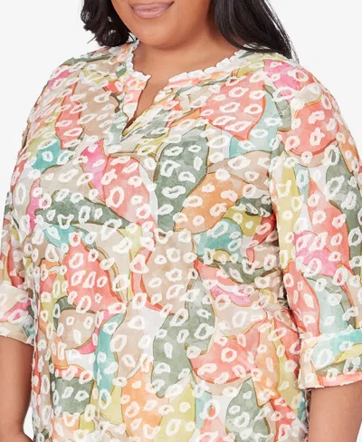 Shop Alfred Dunner Plus Size Tuscan Sunset V-neck Abstract Animal Print Top In Multi