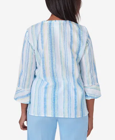 Shop Alfred Dunner Women's Hyannisport Stripe Button Down Blouse Top In Multi