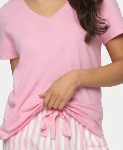 Felina Mirielle Pajamas In White With Gray Pinstripe