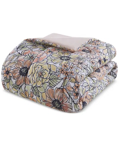 Shop Jla Home Saffron 3-pc. Reversible Printed Comforter Set, Created For Macy's In Blue