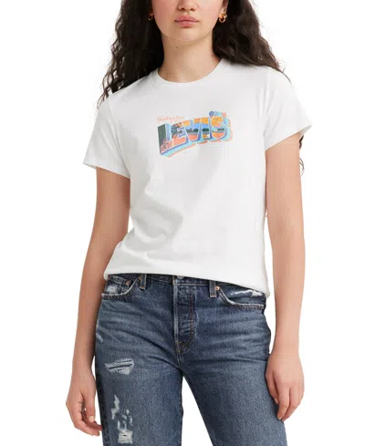 Shop Levi's Women's Perfect Graphic Logo Cotton T-shirt In Orange Sun