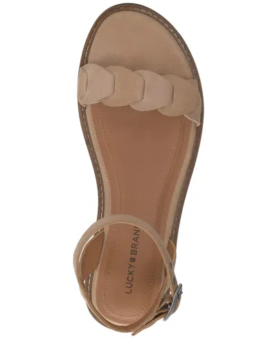 Shop Lucky Brand Women's Kyndall Ankle-strap Flat Sandals In Stardust Leather