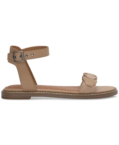 Shop Lucky Brand Women's Kyndall Ankle-strap Flat Sandals In Stardust Leather