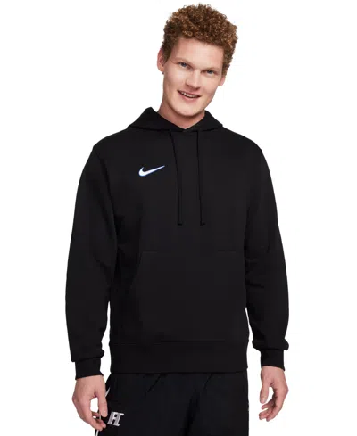 Shop Nike Men's Pullover French Terry Logo Soccer Hoodie In Black,(white)