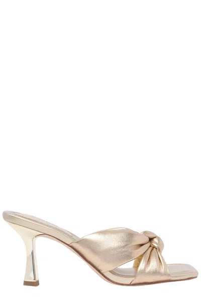 Shop Michael Michael Kors Elena Metallic Heeled Sandals In Gold