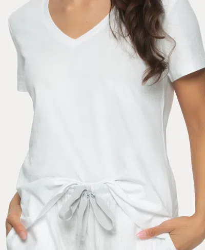 Felina Women's Mirielle 2 Pc. Short Sleeve Pajama Set In Silver Sconce With White Pinstripe