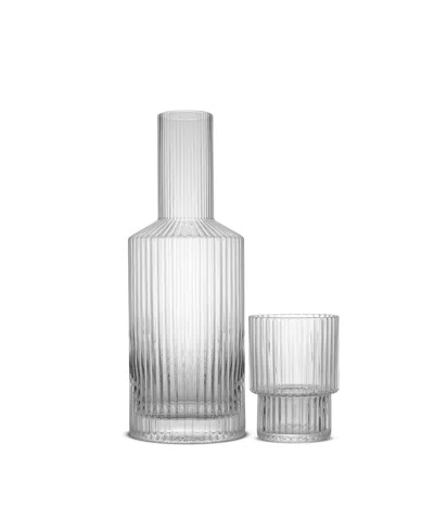 Shop Joyjolt Elle Fluted Bedside Decanter, 26 Oz, 9 Oz, Set Of 2 In Clear