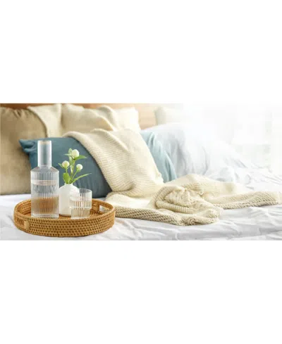 Joyjolt Elle Fluted Bedside Decanter Set In Clear