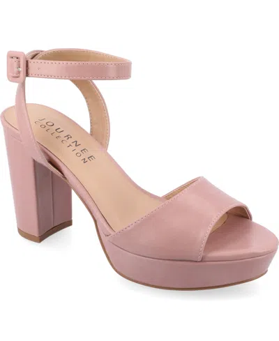 Shop Journee Collection Women's Nairri Platform Block Heel Dress Sandals In Rose