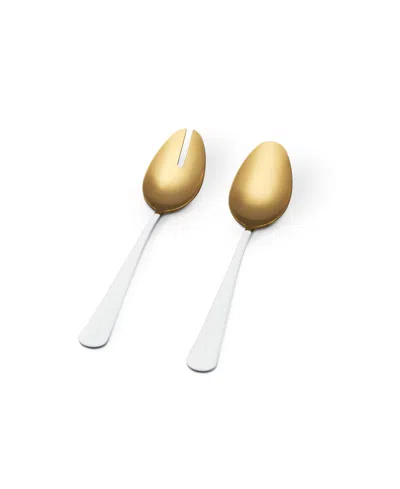 Shop Fable 2 Piece Serving Spoons Set In Matte Gold And White