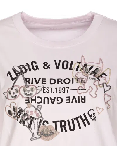 Shop Zadig & Voltaire Zadig&voltaire Pink And Black Cotton T-shirt In Parme