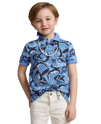 Shop Polo Ralph Lauren Toddler And Little Boys Reef-print Cotton Mesh Polo Shirt In Sunsea Reef Print