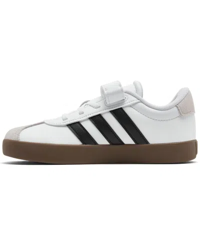 Adidas Originals Little Kids Vl Court 3.0 Fastening Strap Casual Sneakers From Finish Line In White,black