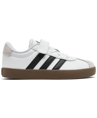 Adidas Originals Little Kids Vl Court 3.0 Fastening Strap Casual Sneakers From Finish Line In White,black