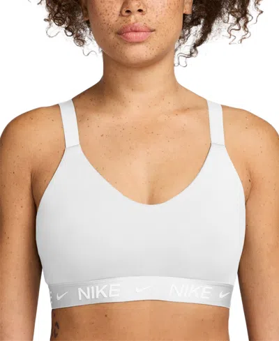 Shop Nike Women's Indy Medium-support Padded Adjustable Sports Bra In White,stone Mauve