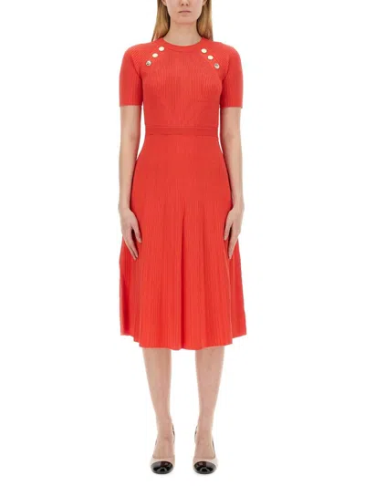 Shop Michael Michael Kors Knit Midi Dress In Orange