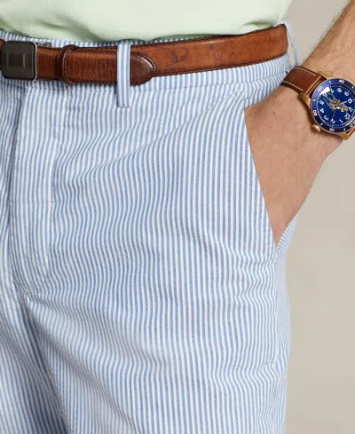 Shop Polo Ralph Lauren Men's Seersucker Pants In Bright Blue,white