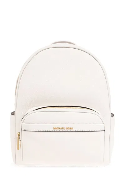 Shop Michael Michael Kors Logo Lettering Zipped Backpack In White
