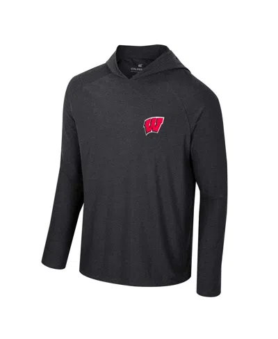 Shop Colosseum Men's  Black Wisconsin Badgers Cloud Jersey Raglan Long Sleeve Hoodie T-shirt