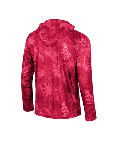 Colosseum Men's  Crimson Oklahoma Sooners Palms Printed Lightweight Quarter-zip Hooded Top In Crimson