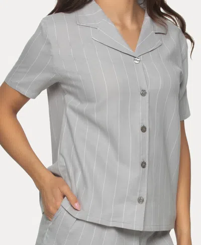 Felina Women's Mirielle 2 Pc. Shorts Pajama Set In Peacoat With Ivory Pinstripe