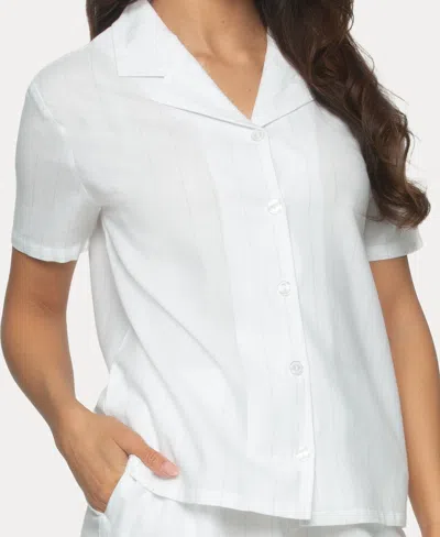 Felina Women's Mirielle 2 Pc. Shorts Pajama Set In Peacoat With Ivory Pinstripe