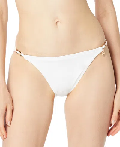 Shop Michael Kors Michael  Women's Chain-strap Bikini Bottoms In White
