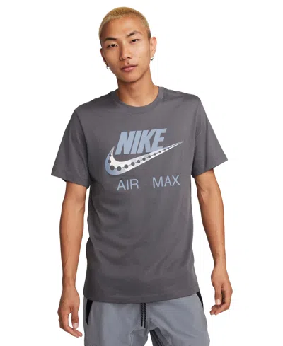 Shop Nike Men's Sportswear Athletic-fit Air Max Logo Graphic T-shirt In Iron Grey