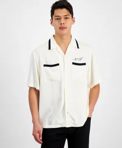 Shop Hugo By  Boss Men's Oversized-fit Logo Embroidered Button-down Shirt In Open White