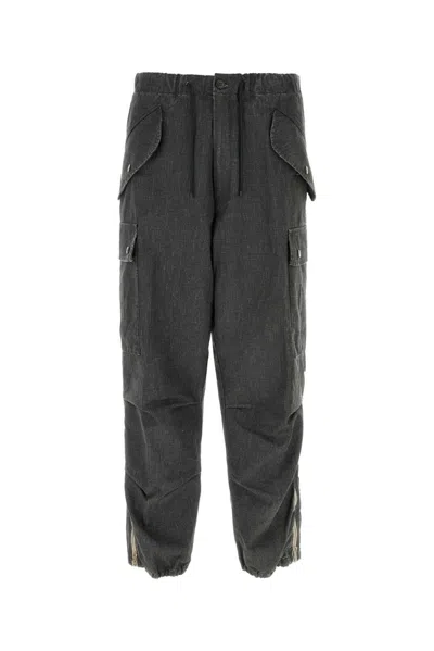 Shop Dries Van Noten Drawstring Cargo Pants In Grey