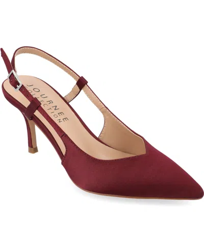 Journee Collection Knightly Pointed Toe Slingback Pump In Wine